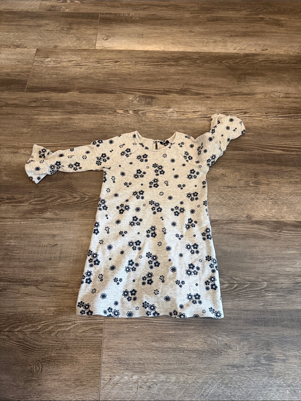 Mexx Girls Cream Floral Knit Dress with Navy Flower Print